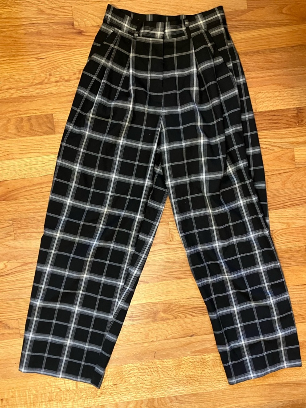 Garage Black and White Plaid Trousers